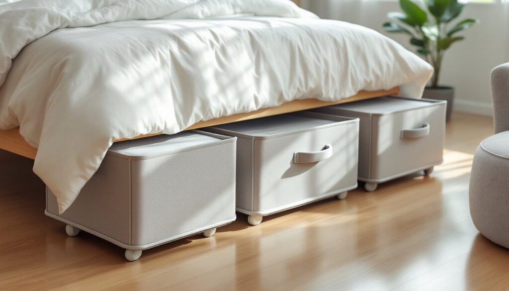 storage on wheels under bed