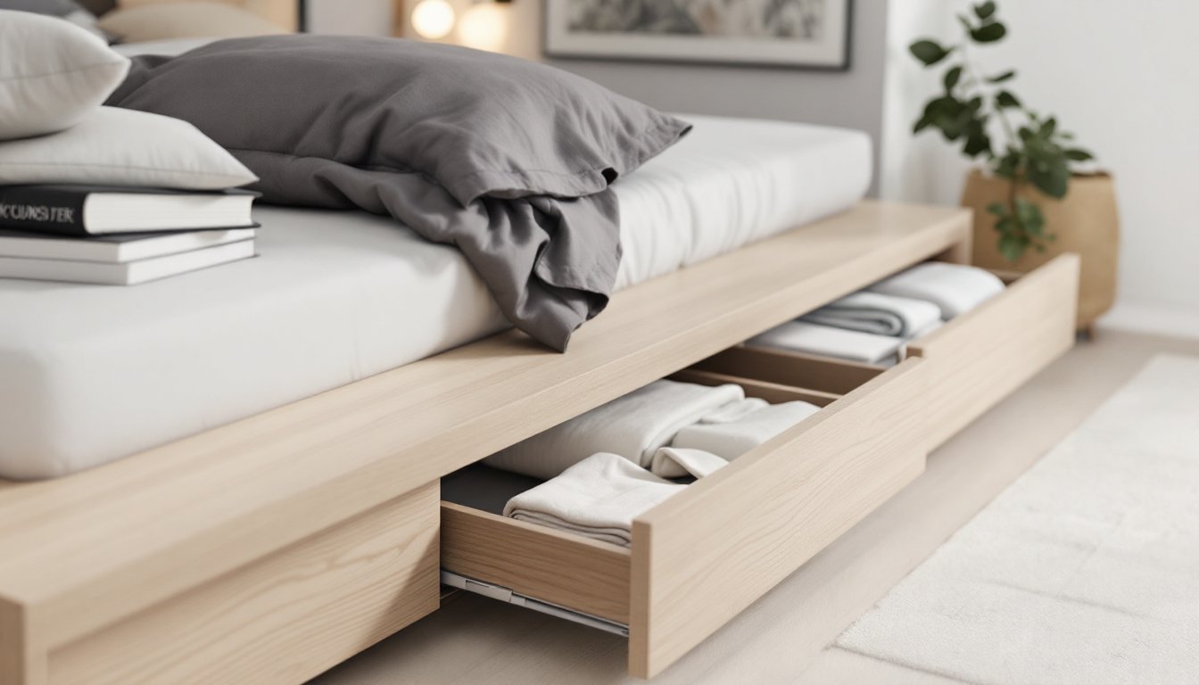 bed with drawers