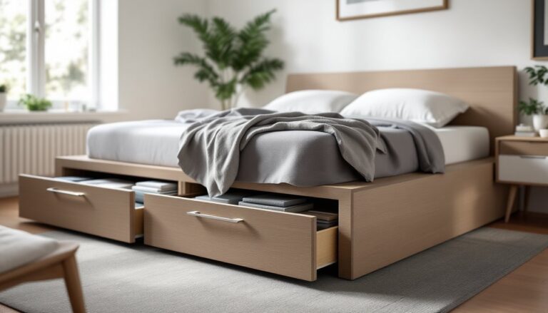 bed with storage below
