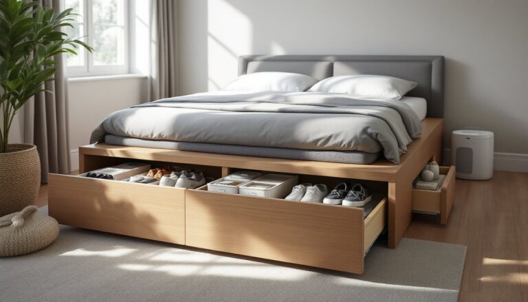 bed with shoe storage underneath